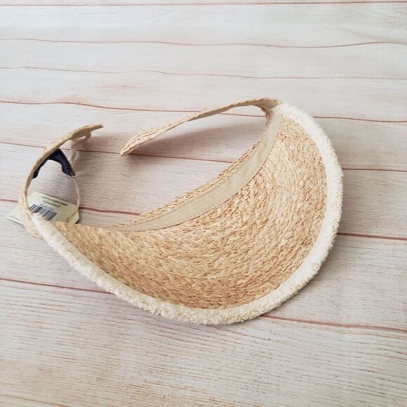 Hat Attack Pocket Visor Woven Rafia Adjustable Women's One Size Natural Summer - Picture 13 of 15